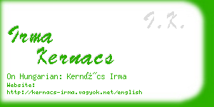 irma kernacs business card